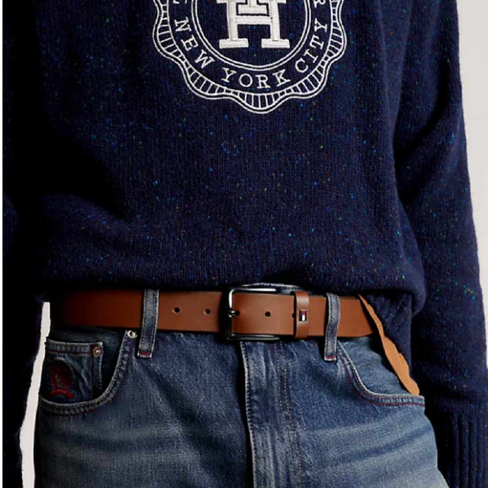 TOMMY HILFIGER</br>Ανδρική Ζώνη Ταμπά Δέρμα AM0AM11455-GB8 Tommy Hilfiger