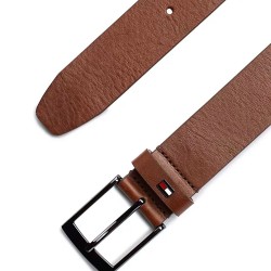 Ανδρική Ζώνη Ταμπά Δέρμα Leather Square Buckle Belt AM0AM12547-GES Tommy Hilfiger