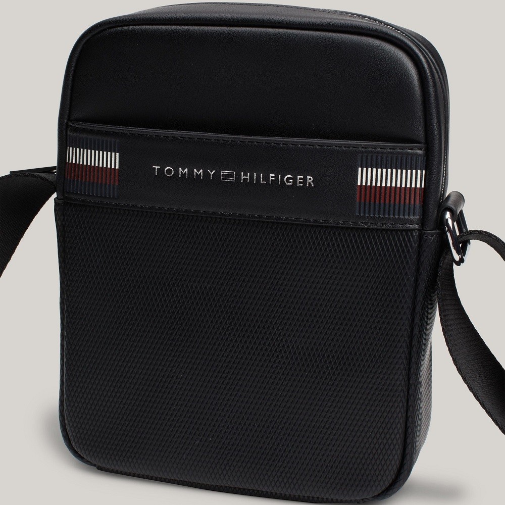 TOMMY HILFIGER</br>Ανδρική Τσάντα Crossbody Μαύρο Corporate Texture Mini Reporter Bag AM0AM12724-BDS Tommy Hilfiger