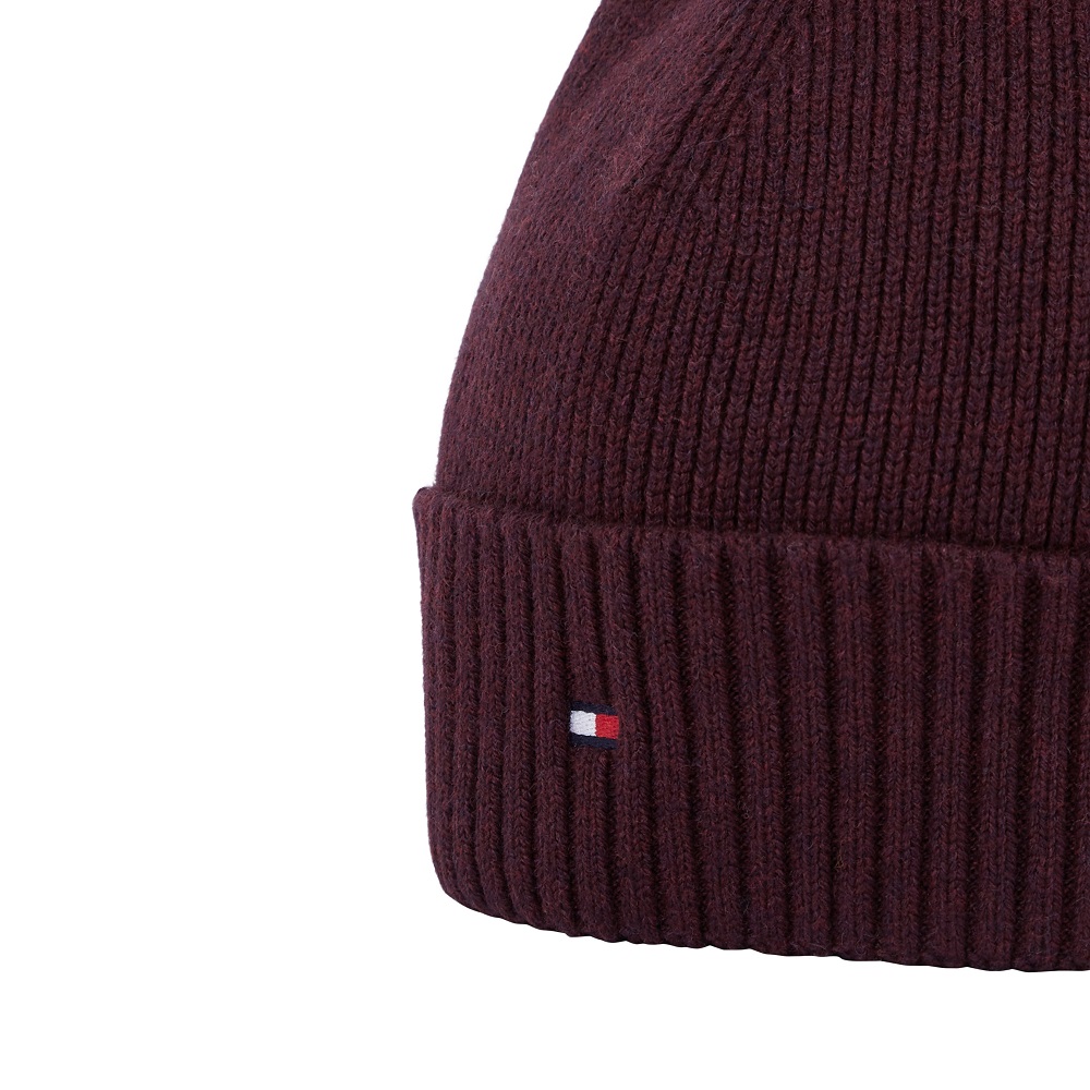TOMMY HILFIGER</br>Tommy Hilfiger TH Flag Pima Cotton Cashmere Beanie AM0AM12796-0KA Ανδρικός Σκούφος Μπορντώ