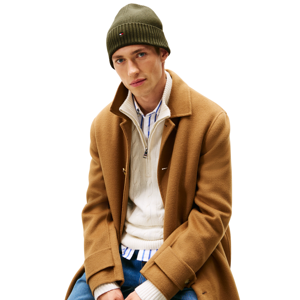 TOMMY HILFIGER</br>Tommy Hilfiger TH Flag Pima Cotton Cashmere Beanie AM0AM12796-MT1 Ανδρικός Σκούφος Χακί