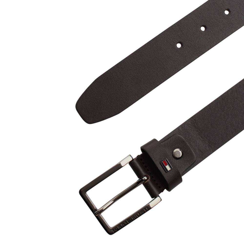 TOMMY HILFIGER</br>Ανδρική Ζώνη Καφέ Δέρμα Leather Square Buckle Belt AM0AM12819-0HD Tommy Hilfiger