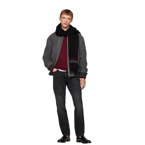 Ανδρικό Κασκόλ Μαύρο Μάλλινο TH Corporate Wool Fringe Scarf AM0AM12832-BDS Tommy Hilfiger Ανδρικό Κασκόλ Μαύρο Μάλλινο TH Corporate Wool Fringe Scarf AM0AM12832-BDS Tommy Hilfiger