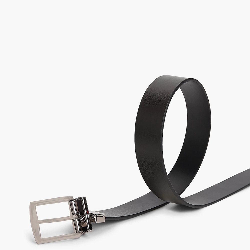 TOMMY HILFIGER</br>Tommy Hilfiger Flag Rectangular Buckle Reversible Leather Belt AM0AM13012-0HD Ανδρική Ζώνη Διπλής Όψεως Καφέ/Μαύρο Δέρμα