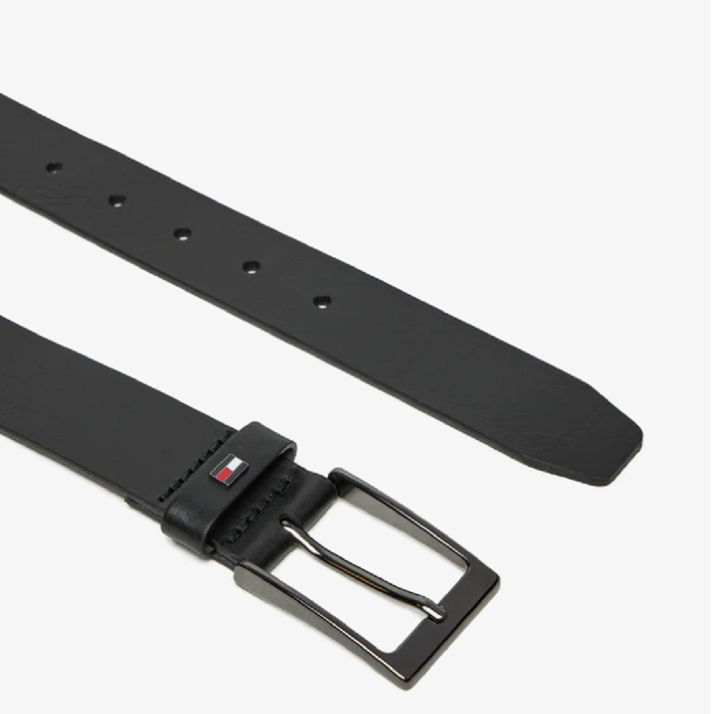 TOMMY HILFIGER</br>Ανδρική Ζώνη Μαύρο Δέρμα Leather Square Buckle Belt AM0AM13016-BDS Tommy Hilfiger