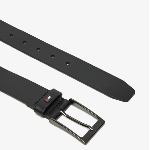 Ανδρική Ζώνη Μαύρο Δέρμα Leather Square Buckle Belt AM0AM13016-BDS Tommy Hilfiger