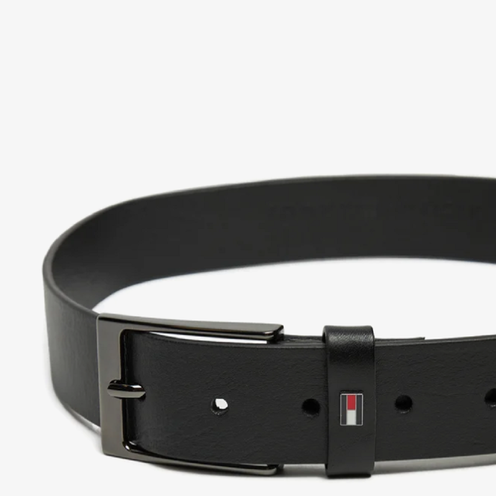 TOMMY HILFIGER</br>Ανδρική Ζώνη Μαύρο Δέρμα Leather Square Buckle Belt AM0AM13016-BDS Tommy Hilfiger