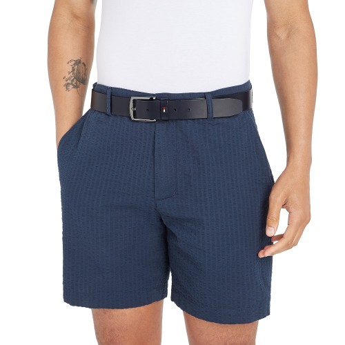 Tommy Hilfiger Leather Square Belt AM0AM13536-DW6 Ανδρική Ζώνη Μπλε Δέρμα