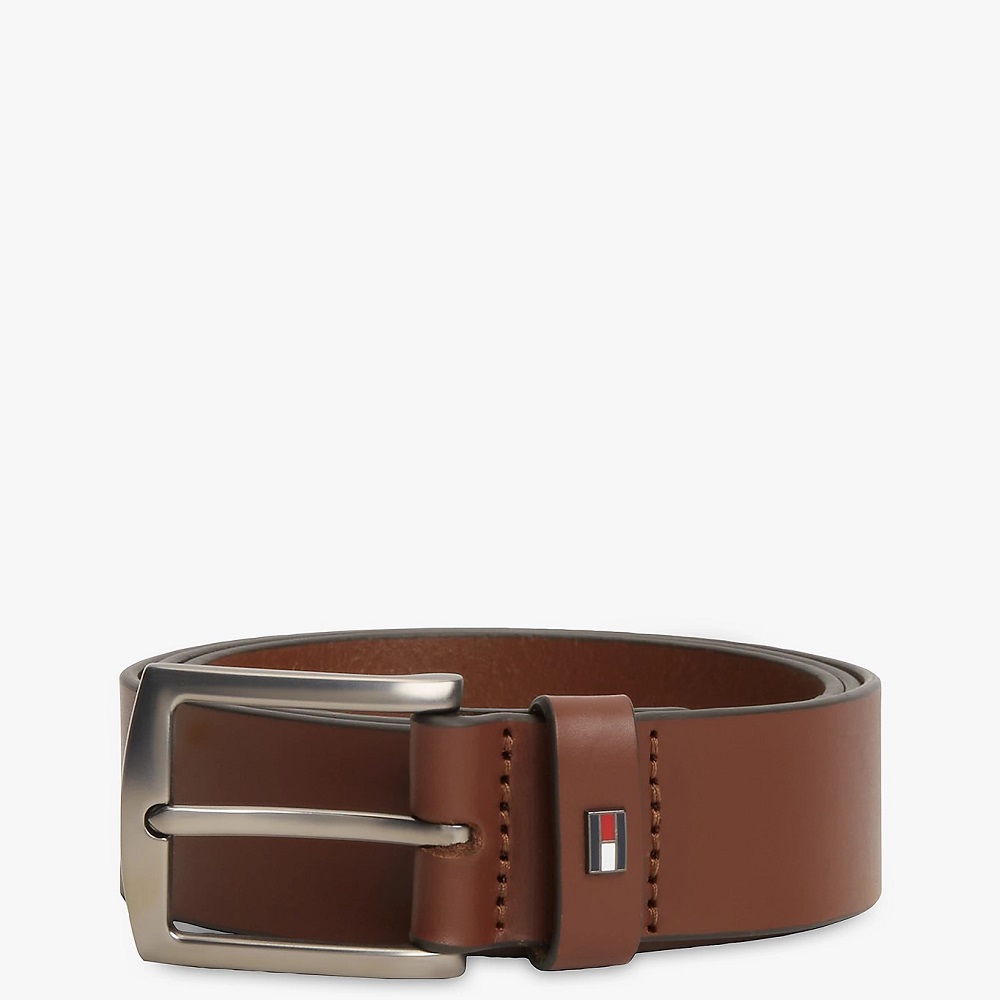 TOMMY HILFIGER</br>Tommy Hilfiger Leather Square Belt AM0AM13536-GVI Ανδρική Ζώνη Ταμπά Δέρμα