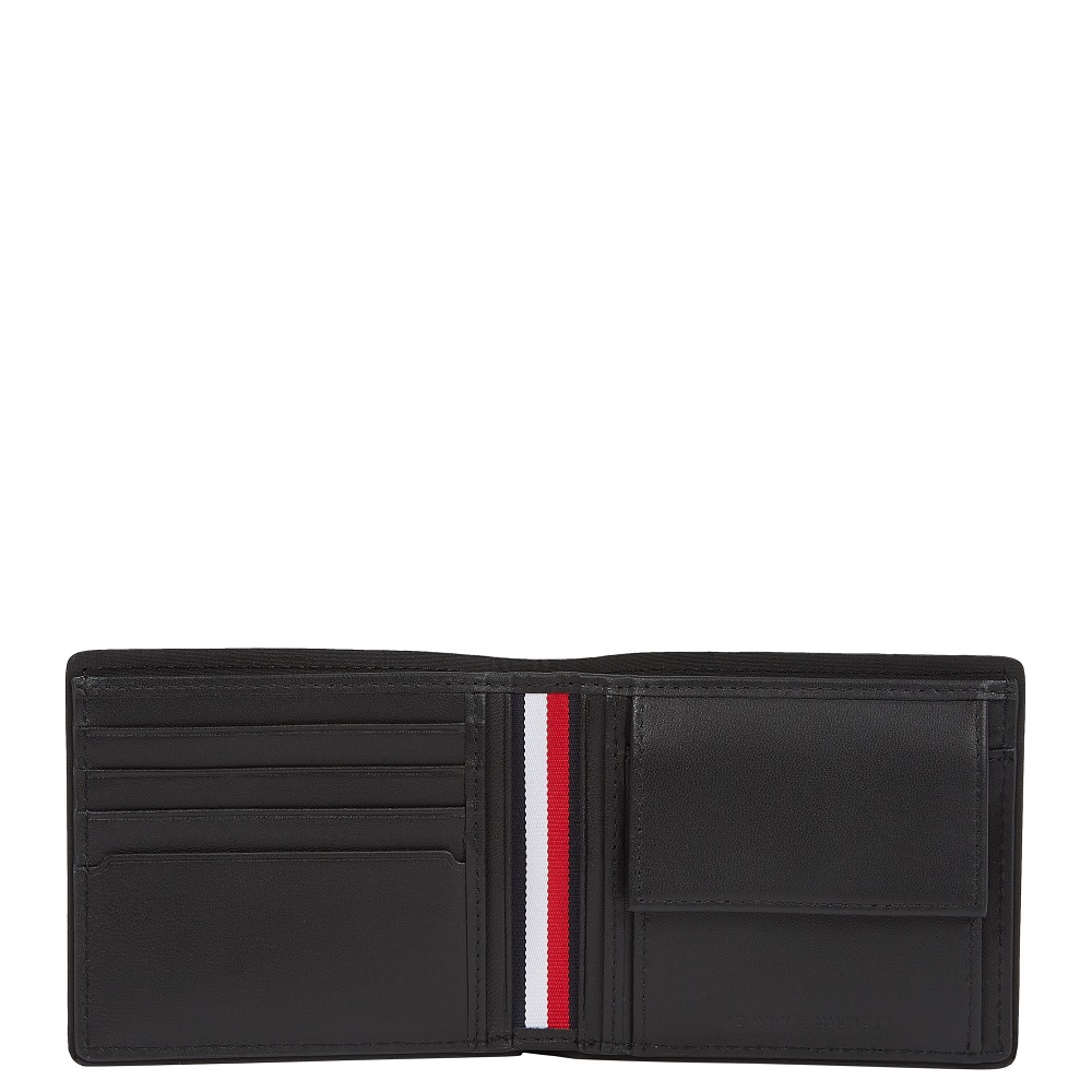 TOMMY HILFIGER</br>Tommy Hilfiger Corporate Leather Card and Coin Wallet AM0AM13740-BDS Ανδρικό Πορτοφόλι Μαύρο Δέρμα