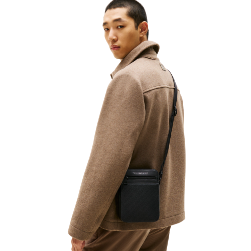 Tommy Hilfiger TH Monogram Mini Reporter Bag AM0AM13836-BDS Ανδρική Τσάντα Crossbody Μαύρο