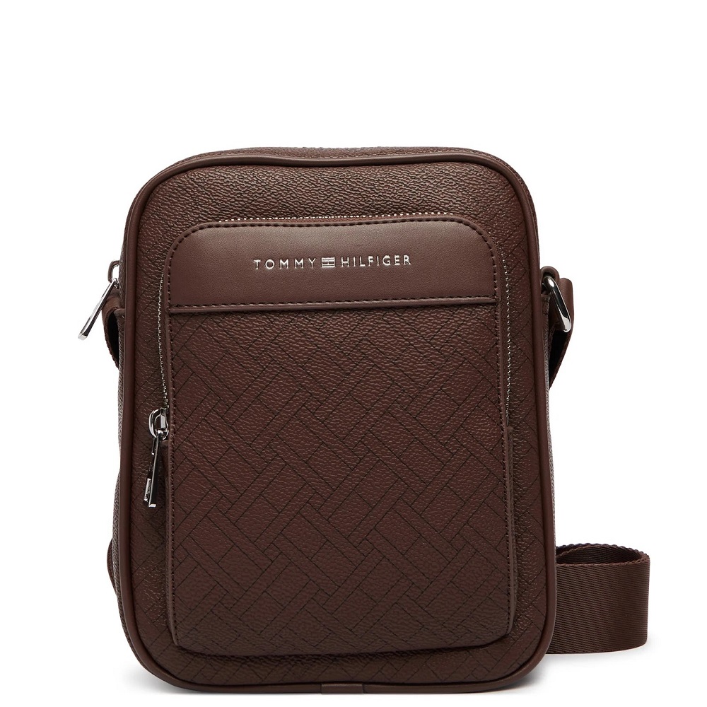 TOMMY HILFIGER</br>Tommy Hilfiger TH Monogram Mini Reporter Bag AM0AM14138-GB6 Ανδρική Τσάντα Crossbody Καφέ