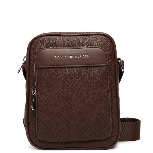 Tommy Hilfiger TH Monogram Mini Reporter Bag AM0AM14138-GB6 Ανδρική Τσάντα Crossbody Καφέ
