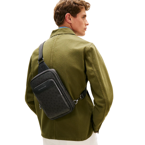 Tommy Hilfiger TH Flag Monogram Slingpack AM0AM14140-BDS Ανδρική Τσάντα Sling Μαύρο