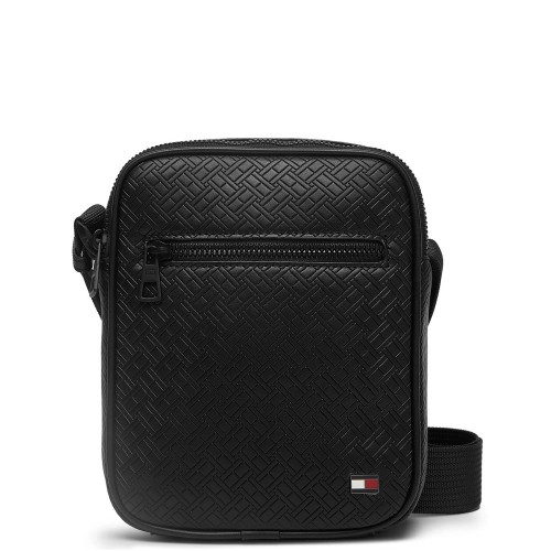 Tommy Hilfiger TH Embossed Flag Mini Reporter Bag AM0AM14193-BDS Ανδρική Τσάντα Crossbody Μαύρο
