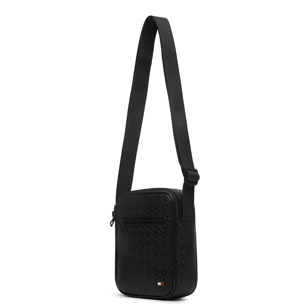 TOMMY HILFIGER</br>Tommy Hilfiger TH Embossed Flag Mini Reporter Bag AM0AM14193-BDS Ανδρική Τσάντα Crossbody Μαύρο