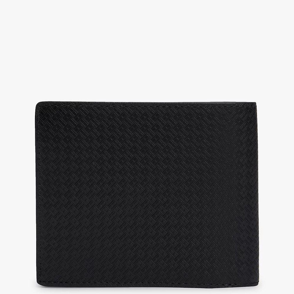 TOMMY HILFIGER</br>Tommy Hilfiger Embossed Flag Leather Card And Coin Wallet AM0AM14243-BDS Ανδρικό Πορτοφόλι Μαύρο Δέρμα