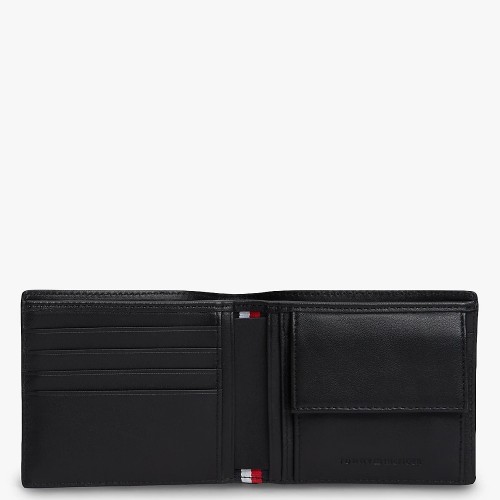 Tommy Hilfiger Embossed Flag Leather Card And Coin Wallet AM0AM14243-BDS Ανδρικό Πορτοφόλι Μαύρο Δέρμα