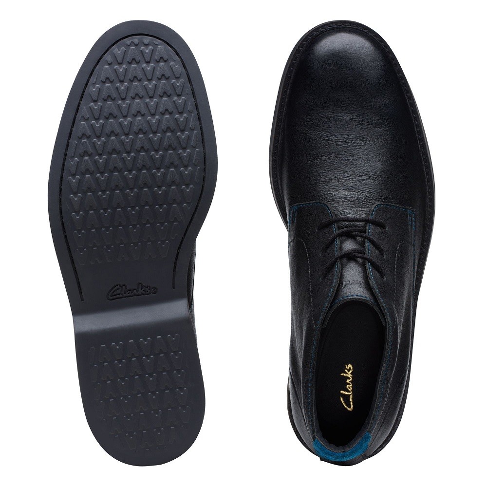CLARKS</br>Ανδρικά Μποτάκια Μαύρο Δέρμα ATTICUS LT MID Clarks