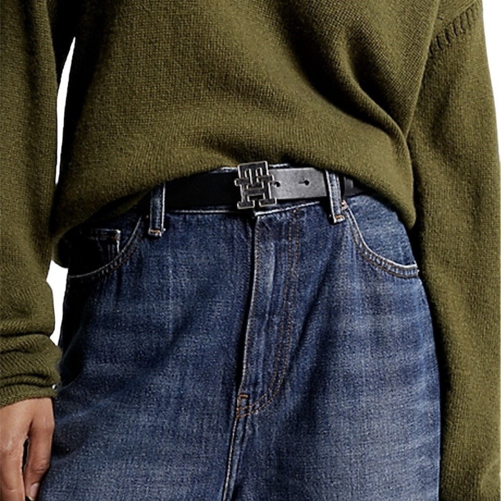 TOMMY HILFIGER</br>Γυναικεία Ζώνη Μαύρο Δέρμα AW0AW15381-BDS Tommy Hilfiger