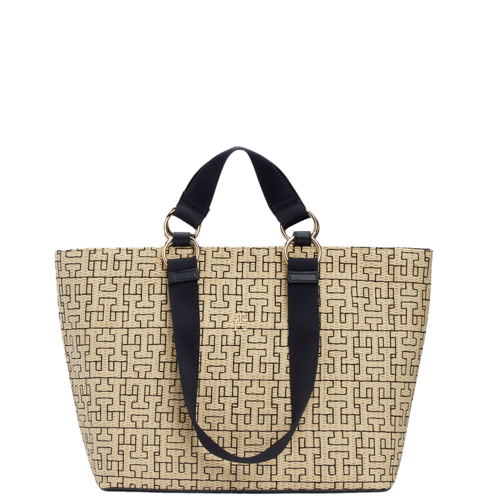 TOMMY HILFIGER</br>Γυναικεία Τσάντα Ώμου Μπλε Ψάθα AW0AW16406-DW6 Tommy Hilfiger