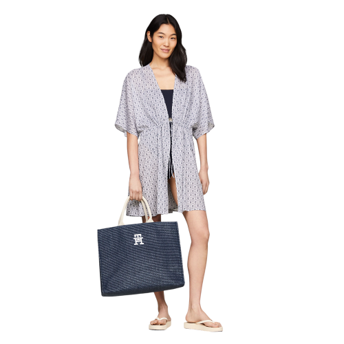 Tommy Hilfiger AW0AW16410-DW6 Γυναικεία Τσάντα Ώμου Μπλε Πλεκτή