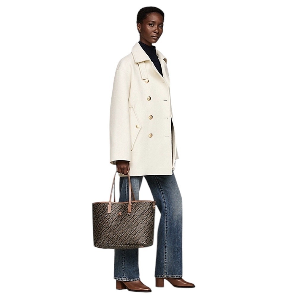 TOMMY HILFIGER</br>Γυναικεία Τσάντα Χειρός Μαύρο/Ταμπά AW0AW16441-0GJ Tommy Hilfiger