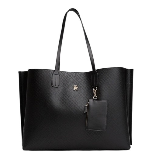 Γυναικεία Τσάντα Ώμου Μαύρο Th Distinct Tote Monogram AW0AW17195-BDS Tommy Hilfiger Γυναικεία Τσάντα Ώμου Μαύρο Th Distinct Tote Monogram AW0AW17195-BDS Tommy Hilfiger