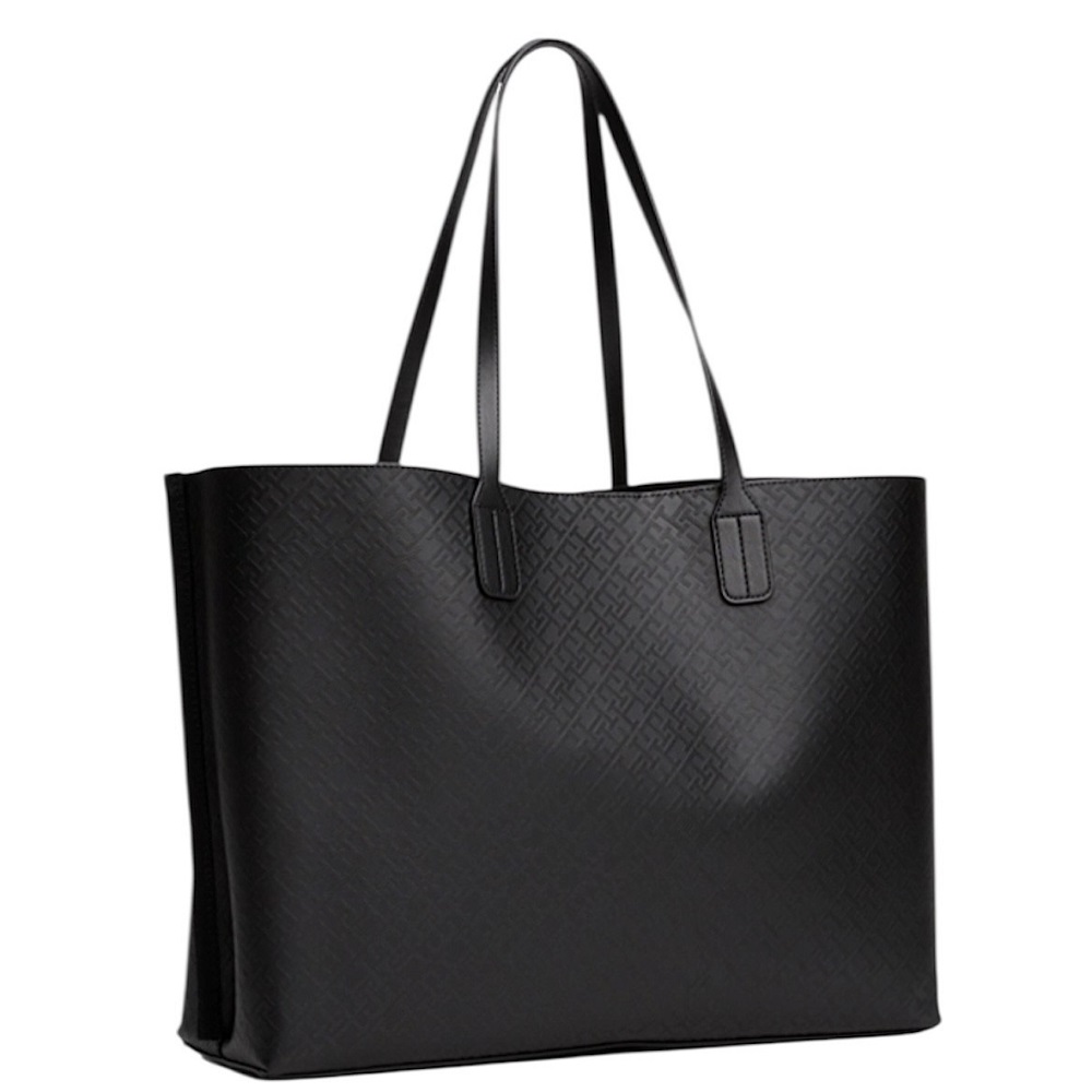 TOMMY HILFIGER</br>Γυναικεία Τσάντα Ώμου Μαύρο Th Distinct Tote Monogram AW0AW17195-BDS Tommy Hilfiger