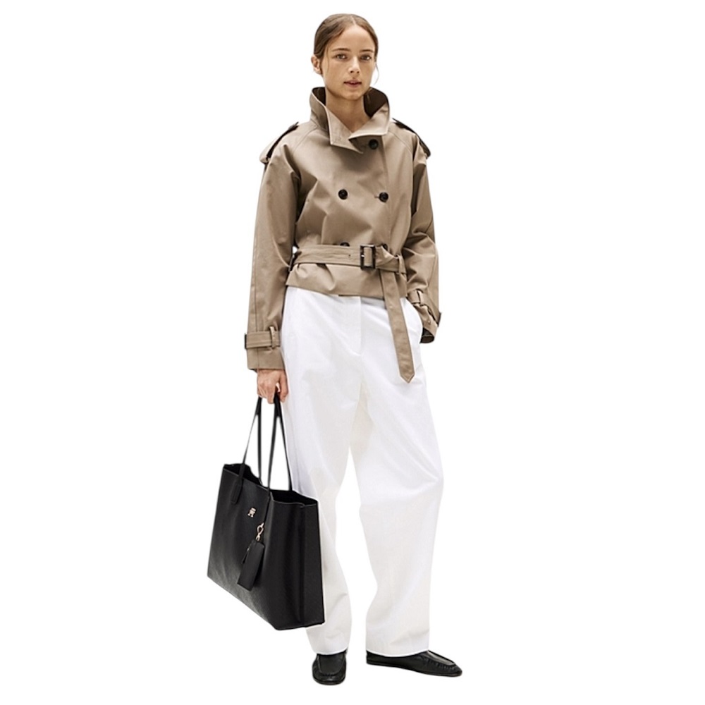 TOMMY HILFIGER</br>Γυναικεία Τσάντα Ώμου Μαύρο Th Distinct Tote Monogram AW0AW17195-BDS Tommy Hilfiger