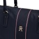 TOMMY HILFIGER</br>Γυναικεία Τσάντα Ώμου Μπλε Poppy Tote Corporate AW0AW17205-DW6 Tommy Hilfiger