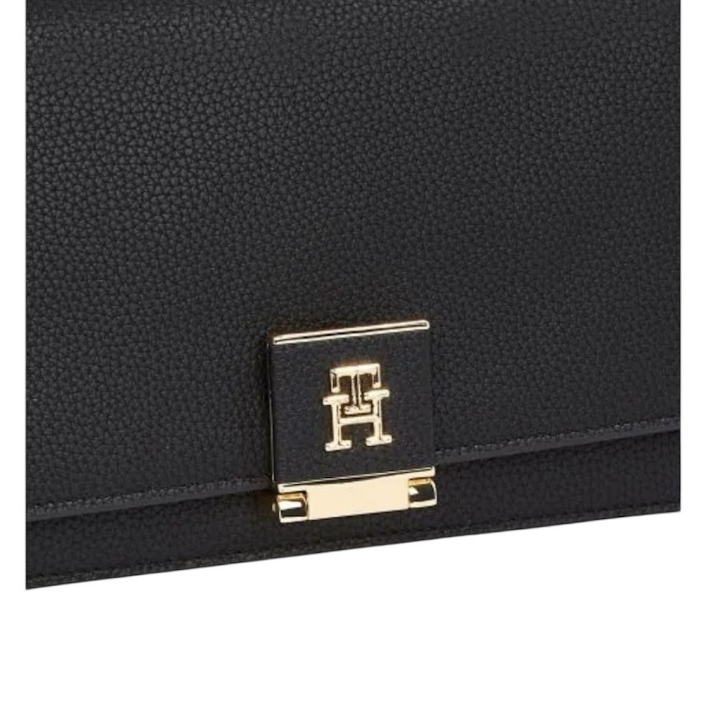 TOMMY HILFIGER</br>Γυναικεία Τσάντα Ώμου Μαύρο Th Her Med Crossover AW0AW17216-BDS Tommy Hilfiger