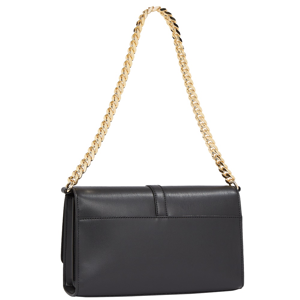 TOMMY HILFIGER</br>Γυναικεία Τσάντα Χιαστή Μαύρη Th Heitage Conv Crossover Chain AW0AW17223-BDS Tommy Hilfiger