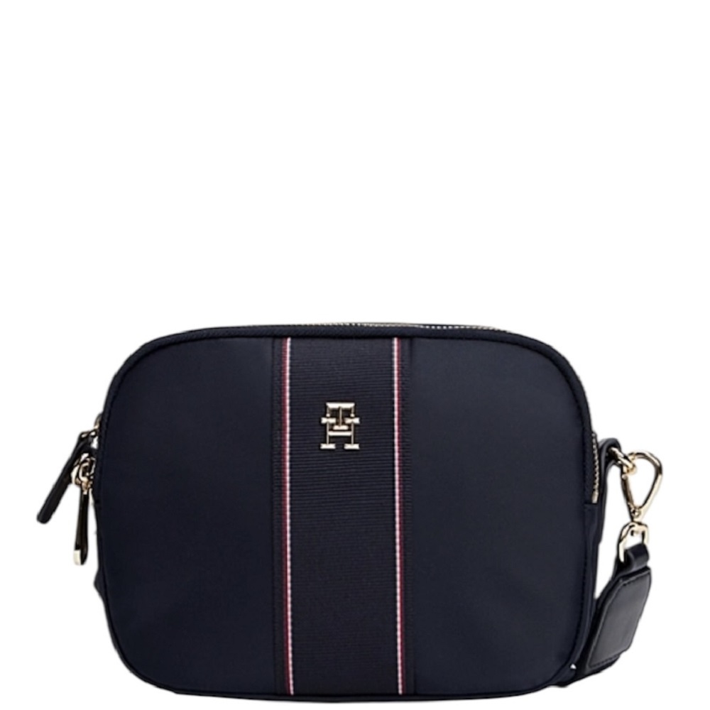 TOMMY HILFIGER</br>Γυναικεία Τσάντα Χιαστή Μπλε Th Monogam Crossbody Camera Bag  AW0AW17230-DW6 Tommy Hilfiger