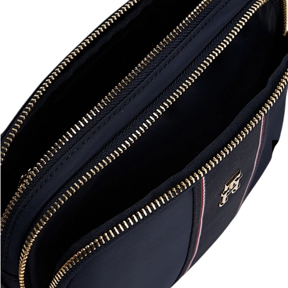 TOMMY HILFIGER</br>Γυναικεία Τσάντα Χιαστή Μπλε Th Monogam Crossbody Camera Bag  AW0AW17230-DW6 Tommy Hilfiger