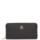 TOMMY HILFIGER</br>Γυναικείο Πορτοφόλι Μαύρο Th Distinct Lrg Za Monogram AW0AW17258-BDS Tommy Hilfiger