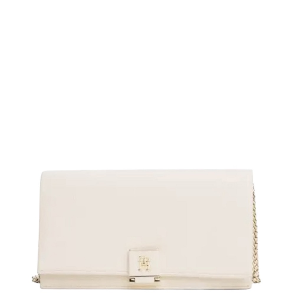 TOMMY HILFIGER</br>Γυναικεία Τσάντα Χιαστή Εκρού Th Her Flap W/Chain AW0AW17403-AA8 Tommy Hilfiger