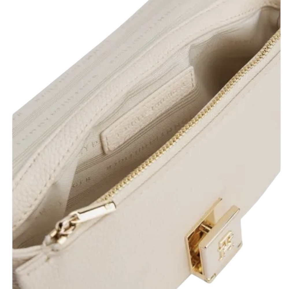 TOMMY HILFIGER</br>Γυναικεία Τσάντα Χιαστή Εκρού Th Her Flap W/Chain AW0AW17403-AA8 Tommy Hilfiger