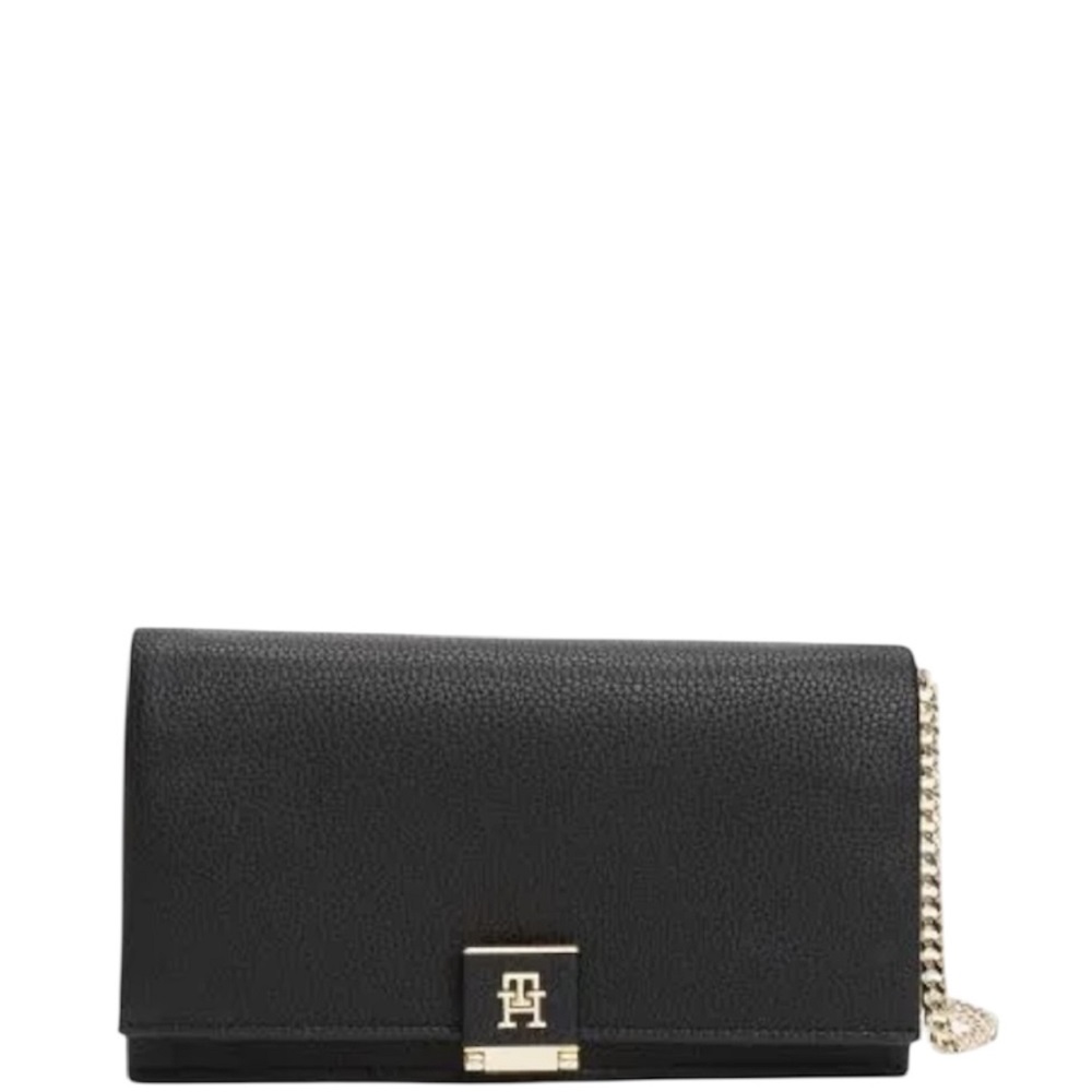 TOMMY HILFIGER</br>Γυναικεία Τσάντα Χιαστή Μαύρο Th Her Flap W/Chain AW0AW17403-BDS Tommy Hilfiger