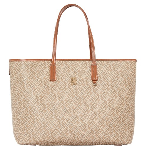 Γυναικεία Τσάντα Ώμου Μπεζ/Ταμπά Th Monoplay Leather Tote AW0AW17416-RBT Tommy Hilfiger Γυναικεία Τσάντα Ώμου Μπεζ/Ταμπά Th Monoplay Leather Tote AW0AW17416-RBT Tommy Hilfiger
