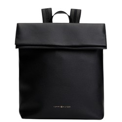 Γυναικεία Τσάντα Backpack Με Καπάκι Και Μεταλλικό Λογότυπο Μαύρο AW0AW17654-BDS Tommy Hilfiger