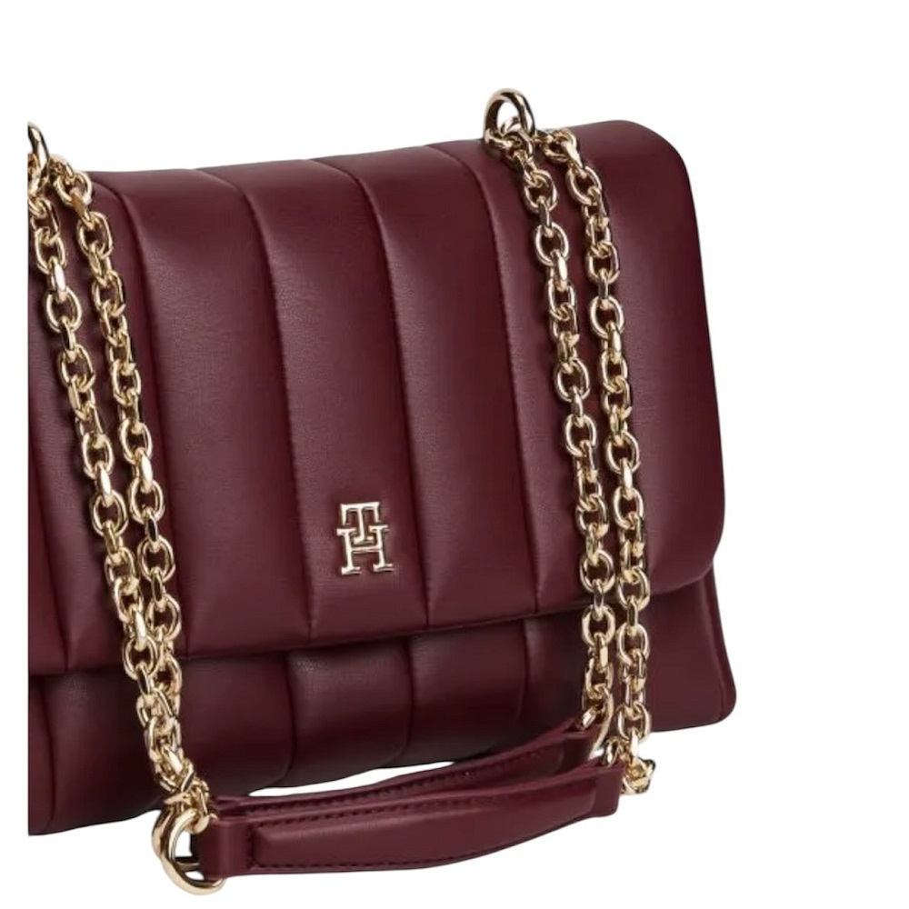 TOMMY HILFIGER</br>Γυναικεία Τσάντα Ώμου Μπορντό Th Grace Med Crossover AW0AW17669-VLP Tommy Hilfiger