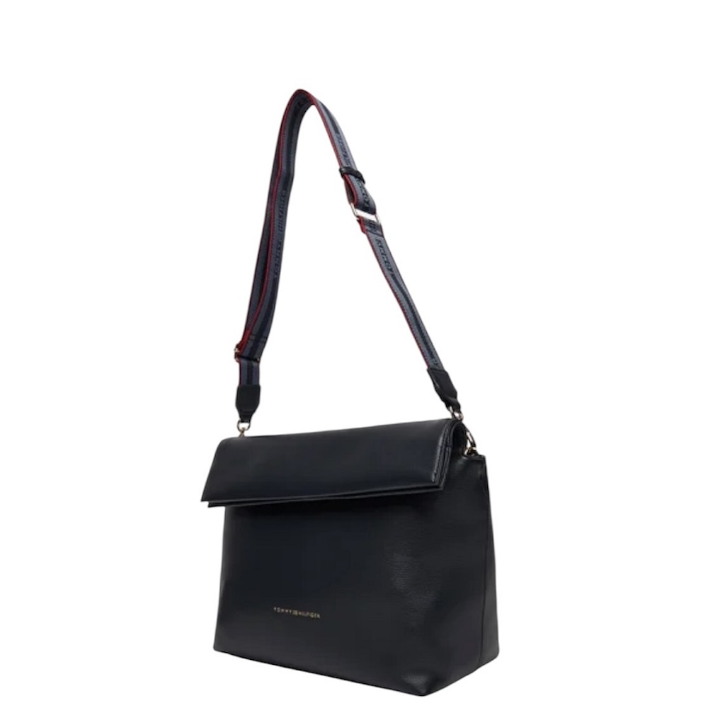 TOMMY HILFIGER</br>Γυναικεία Τσάντα Χιαστή Μπλε Th Logotape Med Crossover AW0AW17692-DW6 Tommy Hilfiger