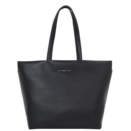 Tommy Hilfiger AW0AW17693-BDS Γυναικεία Τσάντα Ώμου Μαύρη Th Logotape Tote
