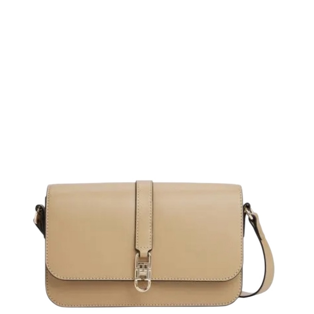TOMMY HILFIGER</br>Γυναικεία Τσάντα Χιαστή Μπεζ Th Libre Flap Crossover AW0AW17723-RBC Tommy Hilfiger