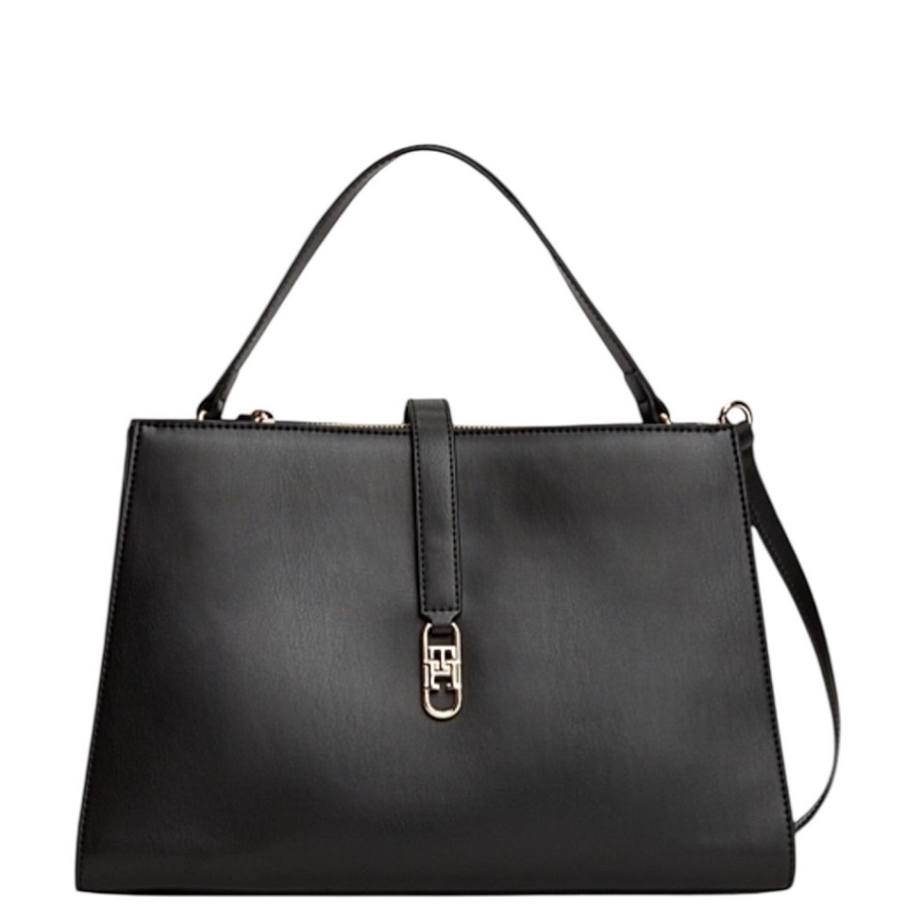 TOMMY HILFIGER</br>Tommy Hilfiger AW0AW17724-BDS Γυναικεία Τσάντα Χειρός Μαύρο Th Libre Med Satchel