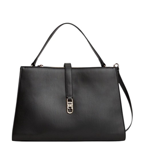 Tommy Hilfiger AW0AW17724-BDS Γυναικεία Τσάντα Χειρός Μαύρο Th Libre Med Satchel