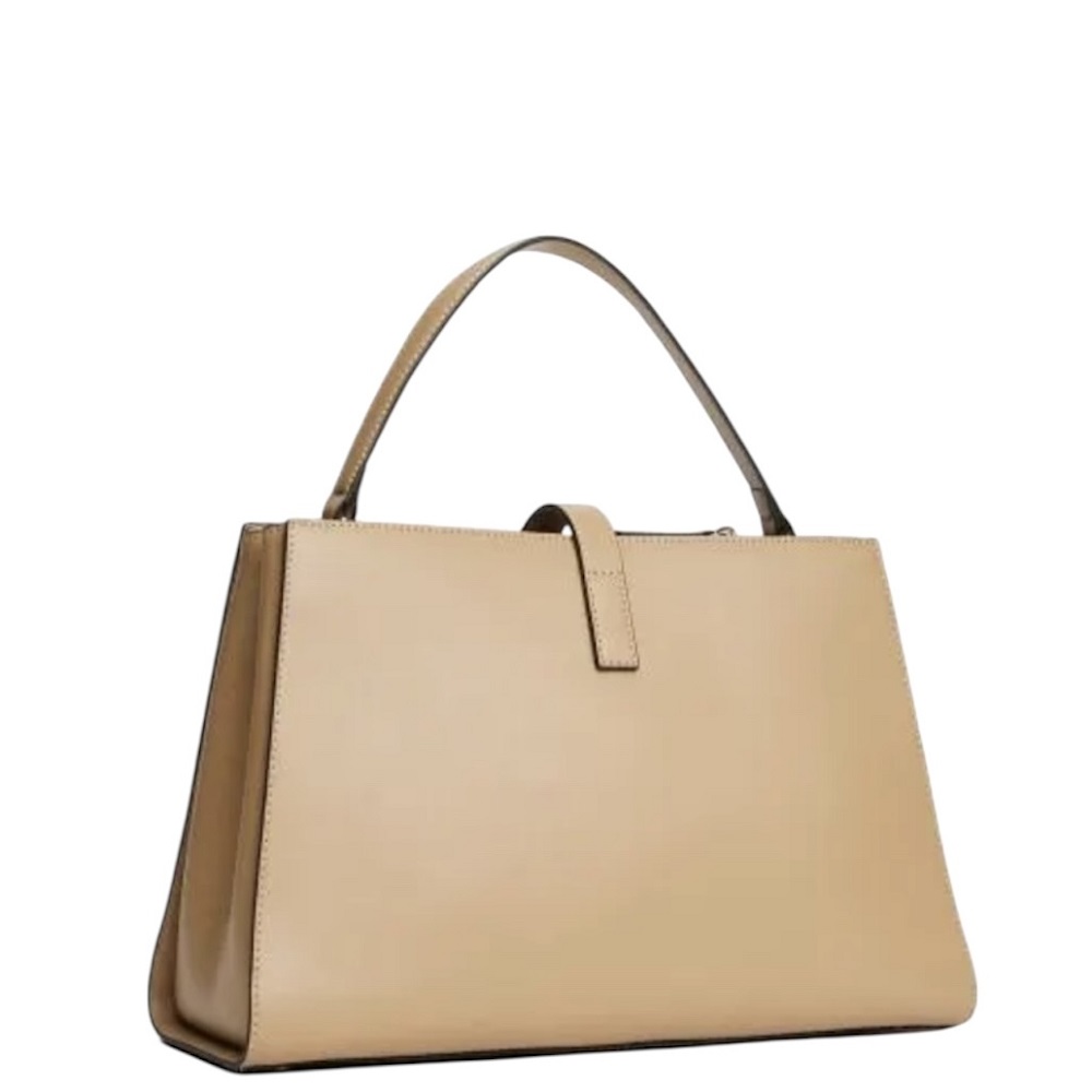 TOMMY HILFIGER</br>Γυναικεία Τσάντα Χειρός Μπεζ Th Libre Med Satchel AW0AW17724-RBC Tommy Hilfiger
