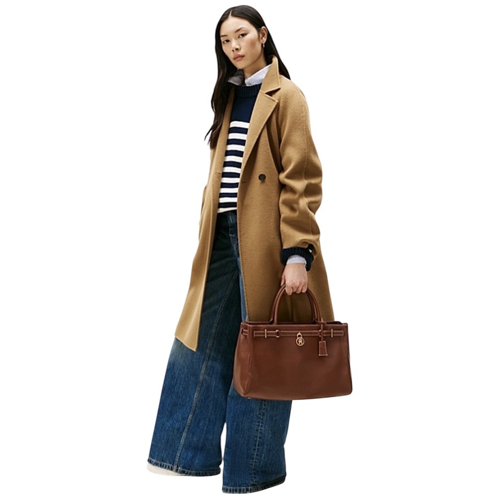 TOMMY HILFIGER</br>Γυναικεία Τσάντα Χειρός Ταμπά Δέρμα American Icon Mini Tote AW0AW17926-GVI Tommy Hilfiger