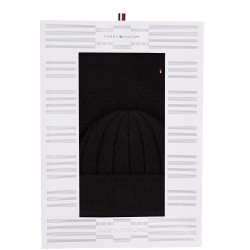 TOMMY HILFIGER</br>Tommy Hilfiger AW0AW17994-BDS Γυναικείο Σετ Κασκόλ/Σκούφος Μαύρο Th Flag Fluffy Beanie & Scarf Gp